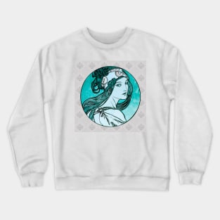 Vintage Twenties Girl - Alphonse Mucha Crewneck Sweatshirt